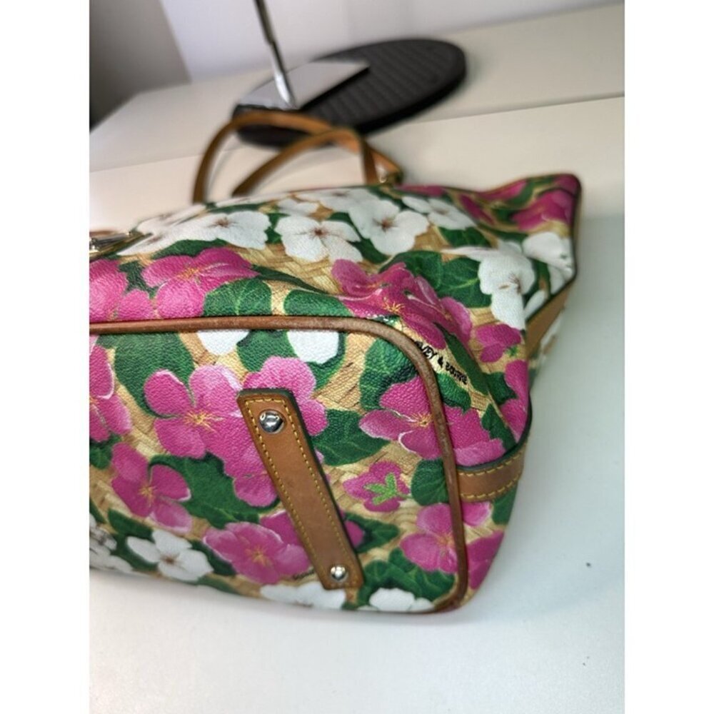 Dooney & Bourke Beautiful Pink And White Floral Print Leather Tote - Picture 11 of 12